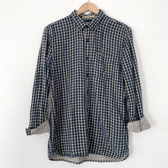 Vintage Levi's Blue Cream Gaze Button Down Shirt Regular Fit Medium Casual - Picture 1 of 14